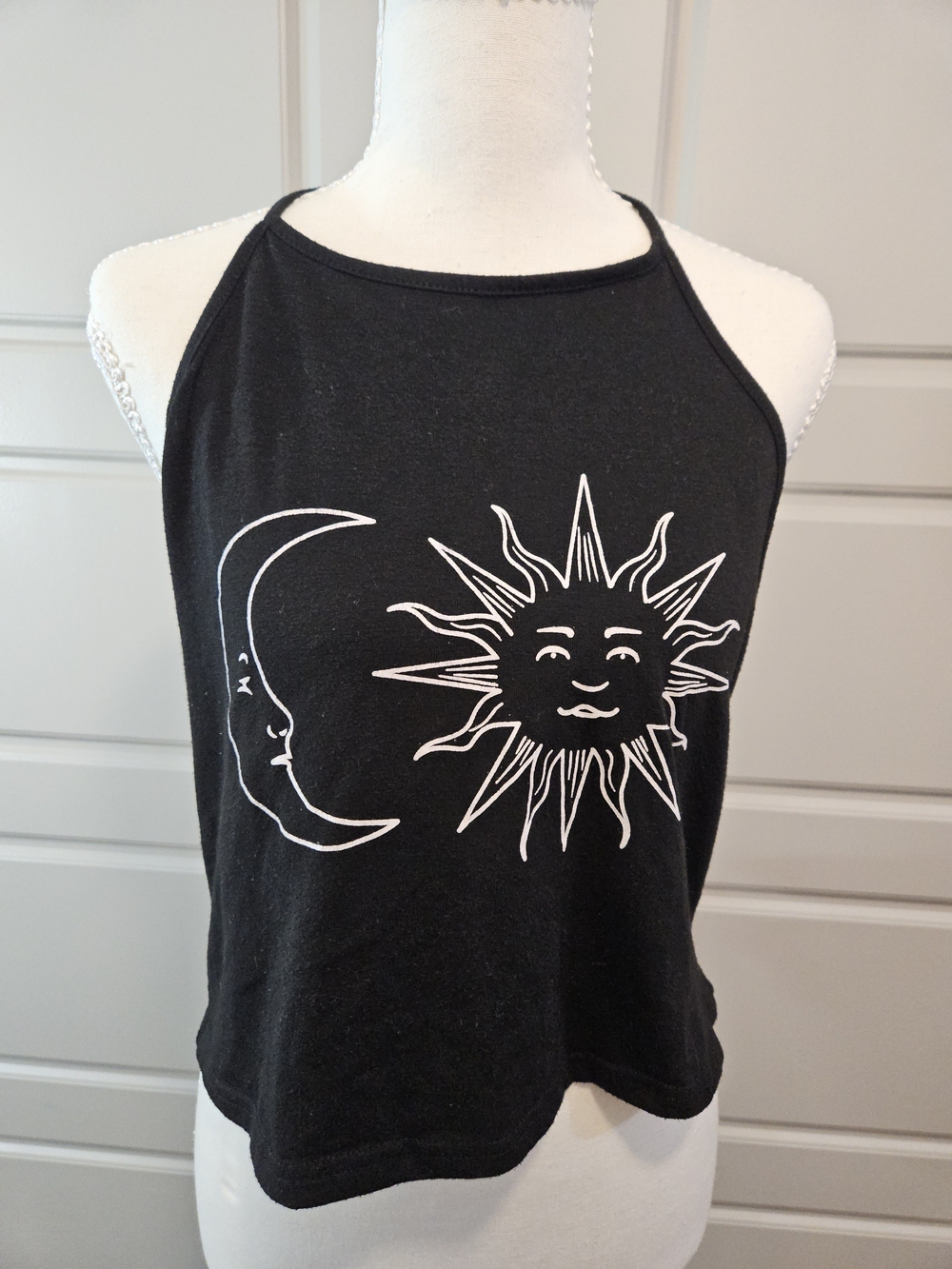 Black Sun & Moon Graphic Halter Tank Top 4XL But Read Description 🖤